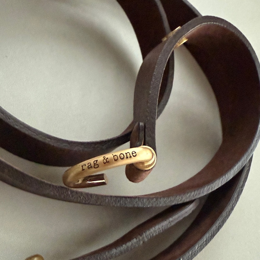 rag & bone Brown Leather Hip Belt with Gold Buckle - Picture 4 of 6
